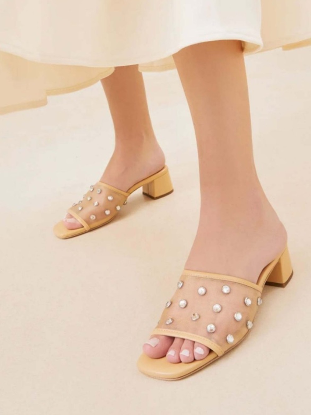 Loeffler Randall Brooke Caramel/Crystal Mesh Mules